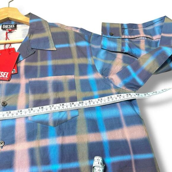 NWT Diesel S-Daraa Shirt 439 Electric/Blue Men’s Size 50 Plaid Button Up $225 - Picture 15 of 15